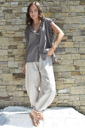 Arbi Gingham Y Blouse Chocolate